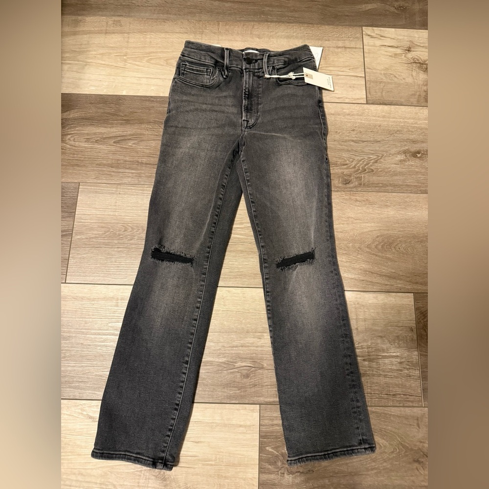 Good American Charcoal Straight Leg Jeans - Picture 3 of 6